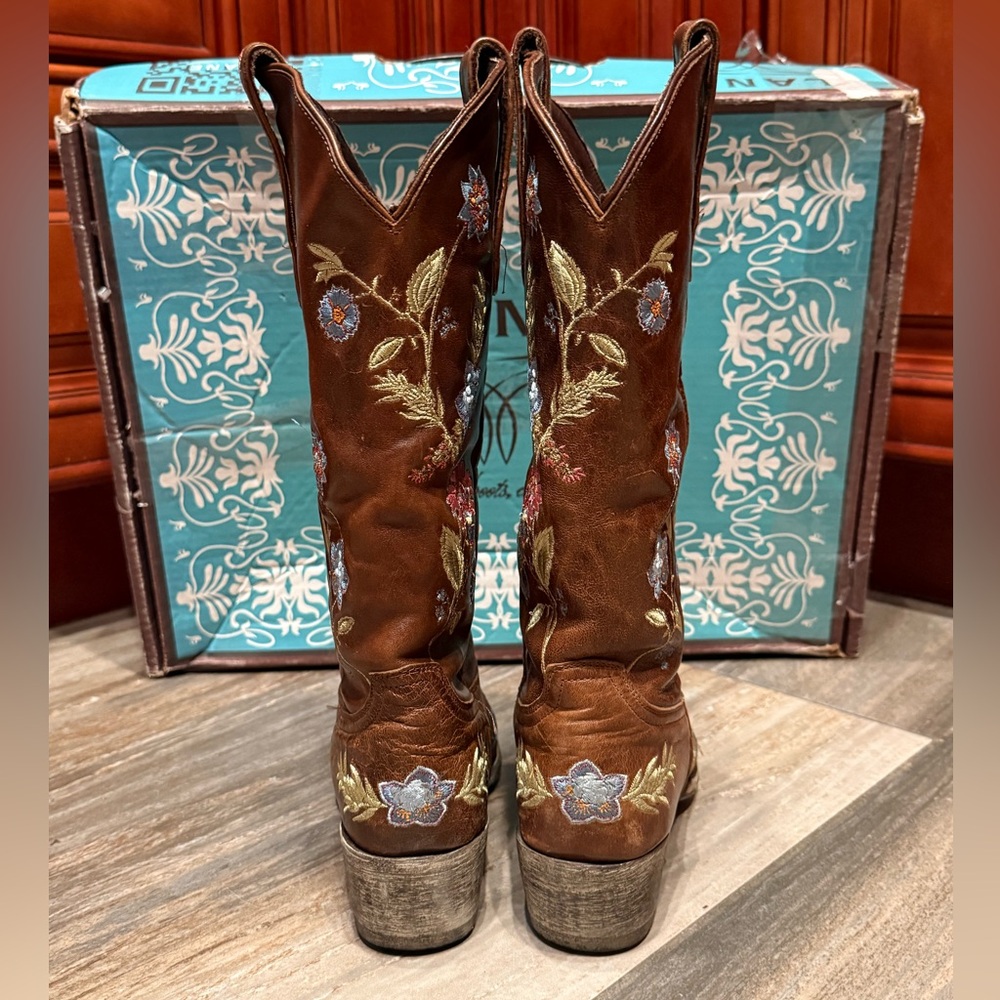 Lane Boots Bella Floral Embroidery Flower Wedding Cowboy Boots Western Rare 7.5 - Picture 7 of 9